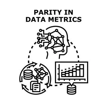Parity in data metrics analysis and processing concept Stock Illustration