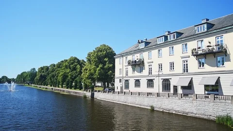 Park and building in Lidkoping Stock Footage 97108242