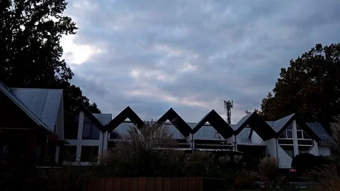 Park and floating clouds, autumn evening Stock-Footage 319039604