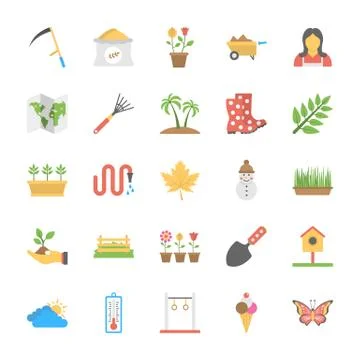Park and Garden Flat Vector Icons Ilustração Stock