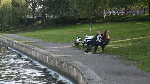 Park and river in the metropolis Stock Footage 61569741