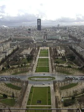 Park and view of Paris Stock Photos