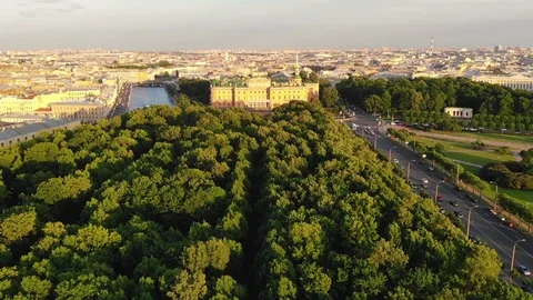 Park with architecture Stock Footage 129098892