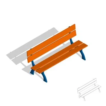 Park bench. 3d Vector illustration.Isometric style. Stock Illustration