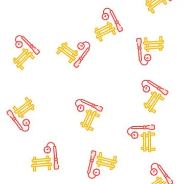 Park bench and clock for date vector seamless pattern 스톡 일러스트