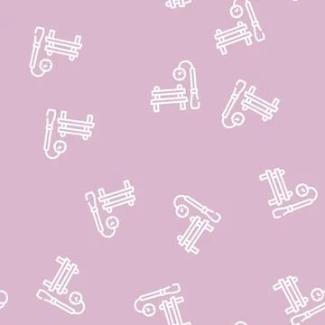 Park bench and clock for date line vector seamless pattern Stock Illustration