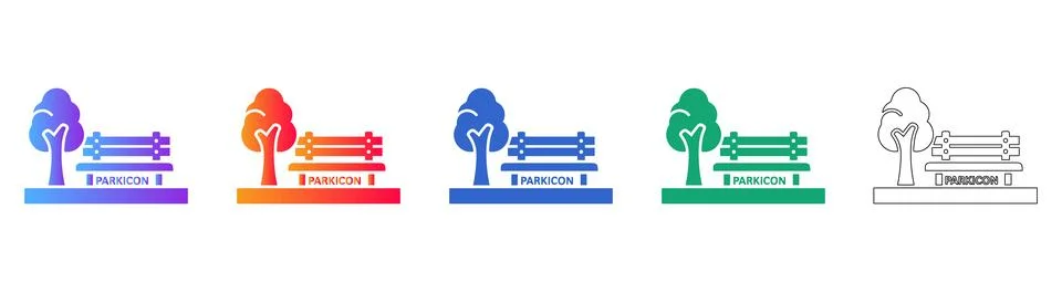 Park Bench and Tree Icon Set Stockillustratie