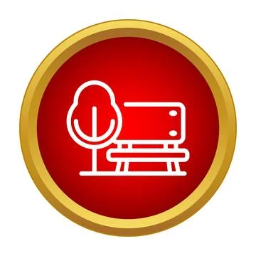 Park bench and tree line icon 库存插图
