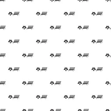 Park bench and tree pattern seamless background Stock-Illustration