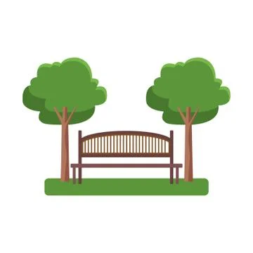 Park bench and trees, flat design Ilustração Stock