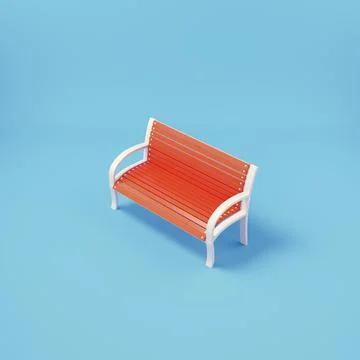 Park bench on bright blue backgrpund Ilustração Stock