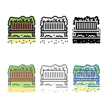 Park bench color icon vector series 库存插图