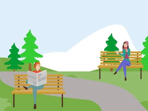 Park Bench Concept Illustration Ilustração Stock