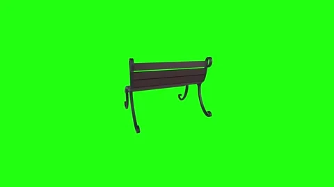 Park bench with elegant design in vibrant green background Stockbeeldmateriaal 292682302