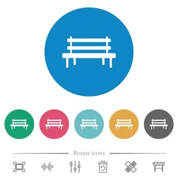 Park bench flat round icons Ilustração Stock