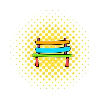Park bench icon, comics style Stock Illustration