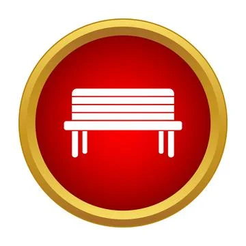 Park bench icon inside red circle symbolizing rest Ilustración de archivo