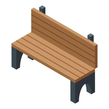 Park bench icon isometric vector. Wooden material Ilustración de archivo