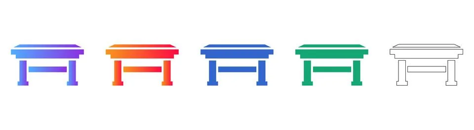 Park Bench Icon Set Illustration