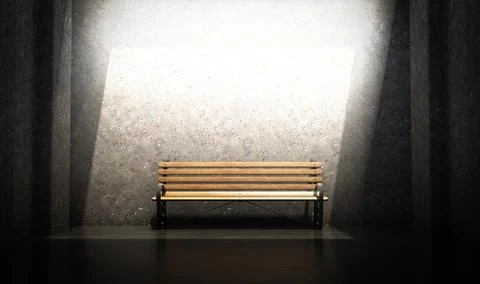 Park Bench In Isolated Room Ilustração Stock