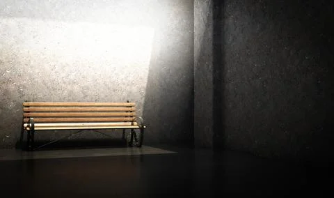 Park Bench In Isolated Room Ilustração Stock
