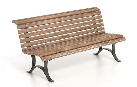 Park bench isolated on white background. 3D illustration Stock Illustration