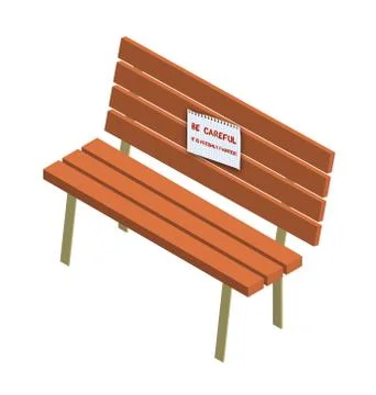 Park bench in isometry with a sheet of paper and an inscription Stock-Illustration