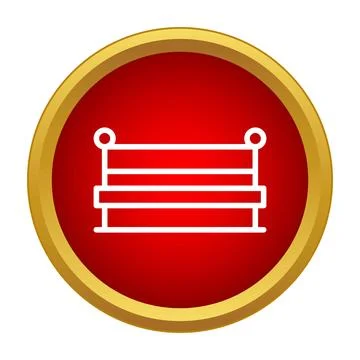 Park bench line art inside red button icon Ilustração Stock