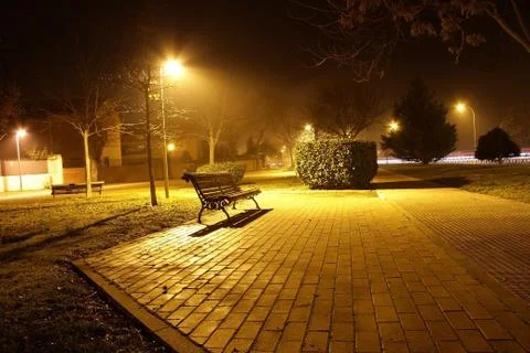 Park bench in the night Stock Photos