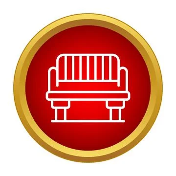 Park bench outline icon on red button Stockillustratie