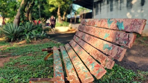 Park bench right to left pan asuncion paraguay 4k 24fps.mp4 스톡 동영상 319045793