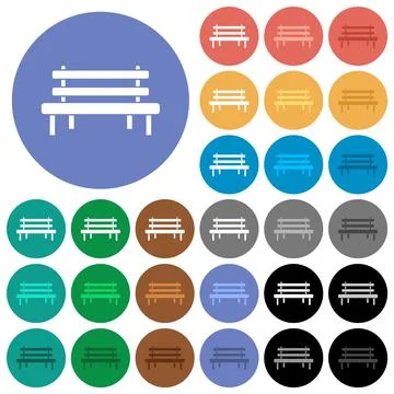 Park bench round flat multi colored icons Ilustración de archivo