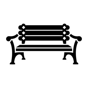 Park Bench Silhouette Icon Vector Stock Illustration