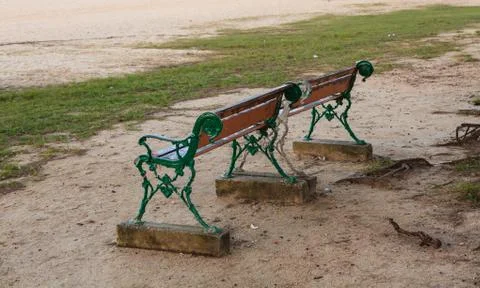 Park bench in sunset. Stock Photos