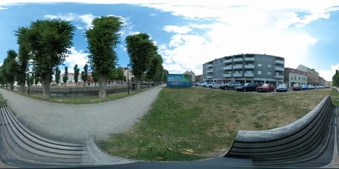 Park Bench View Small Town - 360 VR Stock Footage 92697218