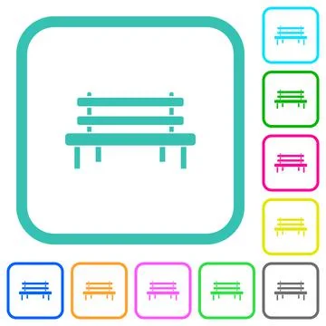 Park bench vivid colored flat icons Ilustración de archivo