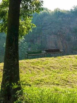 Park benches Stock Photos