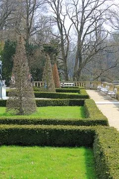 .A Park with benches. Stock Photos