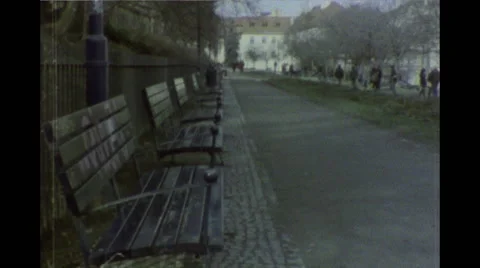 Park Benches in Prague, Super 8 Stock Footage 49976601