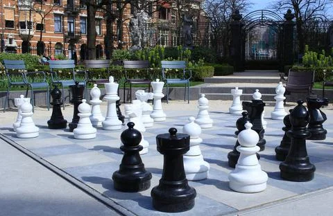 Park with big chess figures Stock Photos