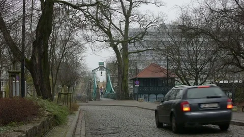 Park with bridge in Opole 스톡 동영상 83049397