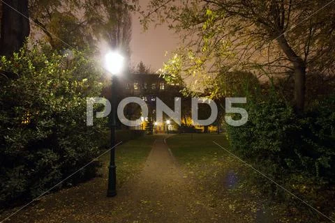 Park in Budapest Hungary at Night 3 Stock Photos