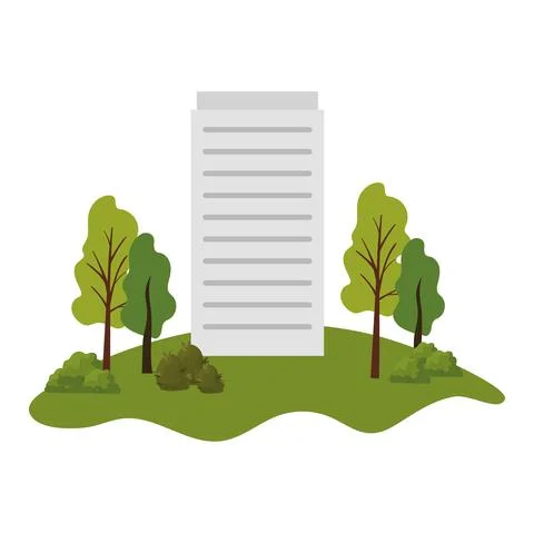 Park with building in the middle of it Ilustración de archivo