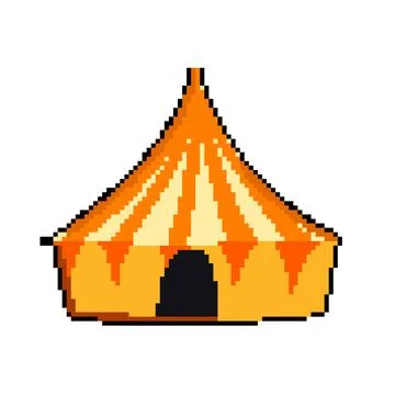 Park circus tent pixel art vector illustration Stock Illustration
