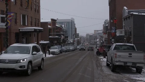 Park City Down Main Street Winter Video stock 101089200