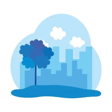 Park with cityscape background イラスト素材