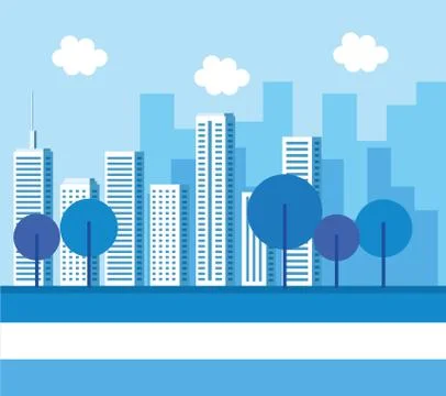 Park with cityscape background Stock Illustration