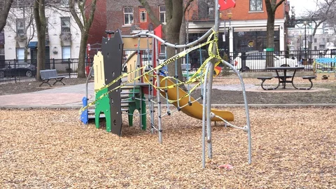 A park closed for the Covid19 outbreak 스톡 동영상 129181529