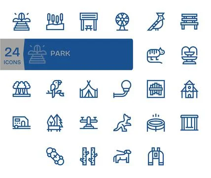 Park Comprehensive Vector Bundle with 24 Editable Bold Line Retina Ready Icon Stock Illustration
