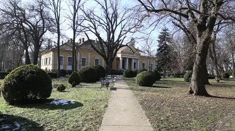 Park courtyard in front of the castle Stock Footage 60264202